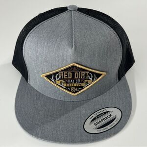NWT Red Dirt Hat Co Black & Heather Gray Deer Antler Diamond Sign 5 Trucker Hat